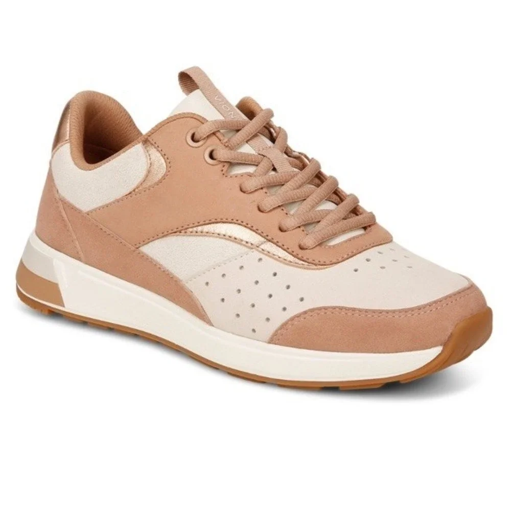 Vionic Sneaker Nova Womens 6.5 Macaroon‎ Brown Cream  Suede New
